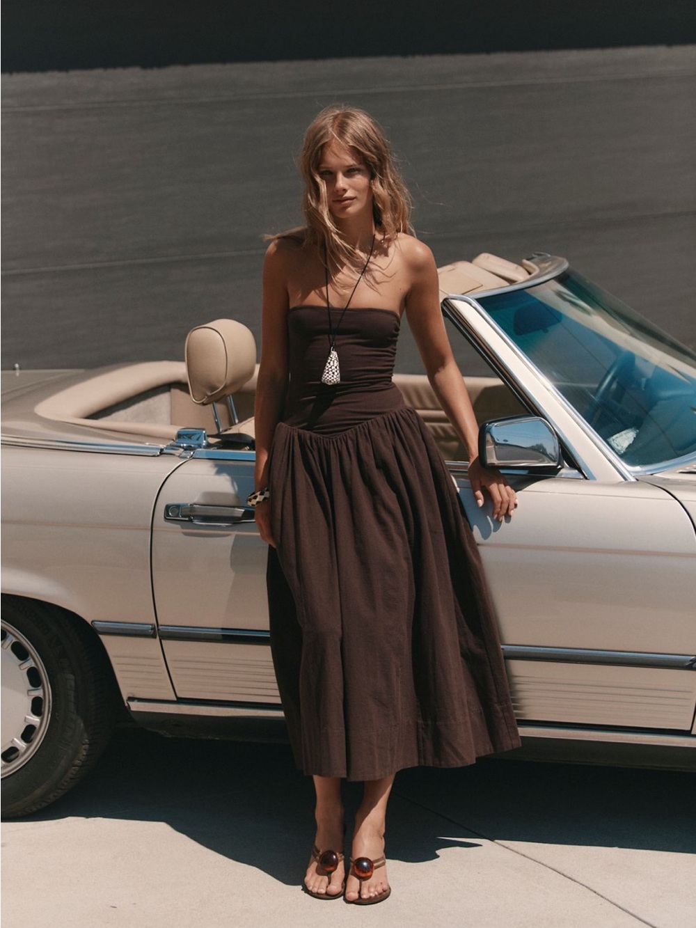 Free People Chocolate Brown Strapless Midi Skirt